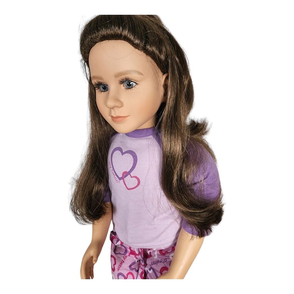 My Twinn 24" Doll 2002 Wearing PJs Poseable Long Dark Brown Hair Blue Eyes - Picture 2 of 16